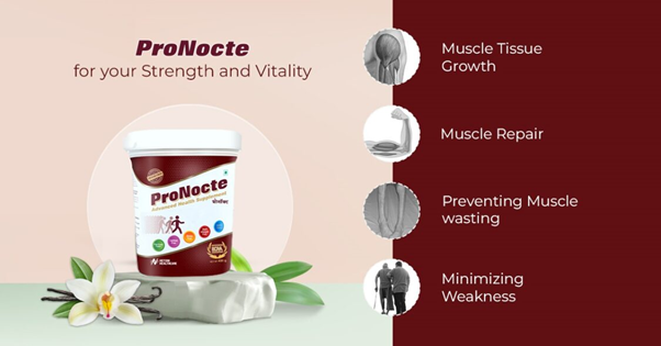 Pronocte for your strength and vitality helps in muscle tissue growth, muscle repair, preventing muscle wasting and minimizing weakness